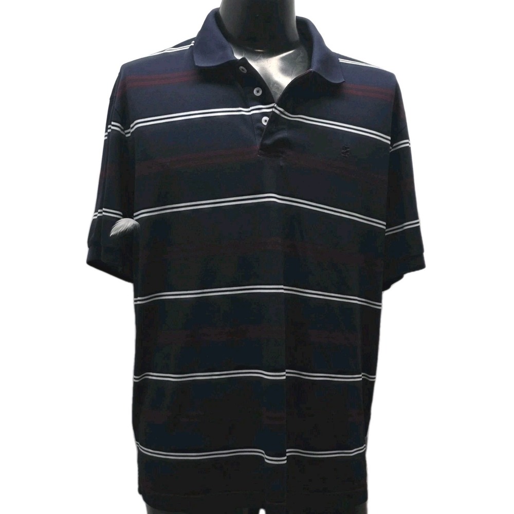 Izod Luxury Sport Performance Polo Shirt Men's XL Blue Burgundy White